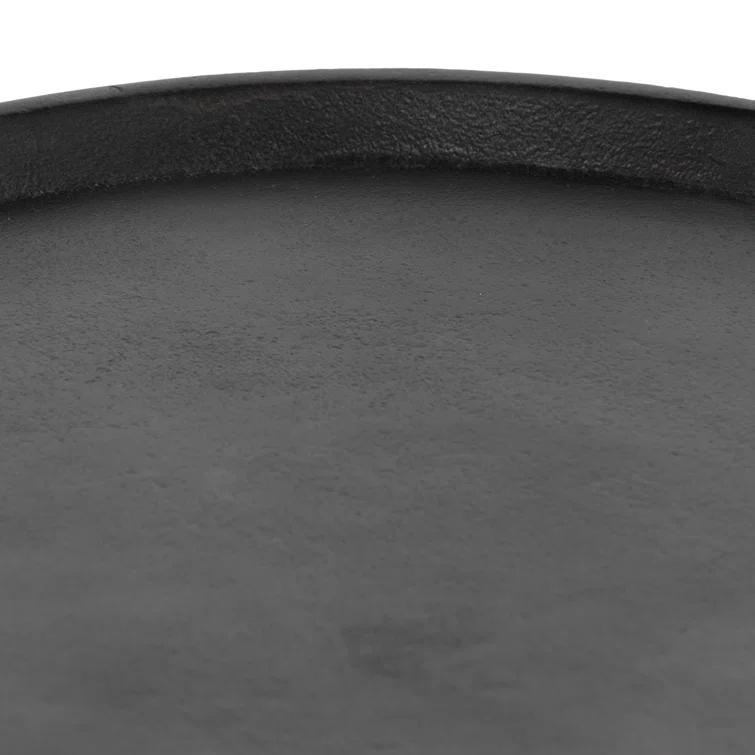 River Gray Marble and Black Aluminum Round Accent Table