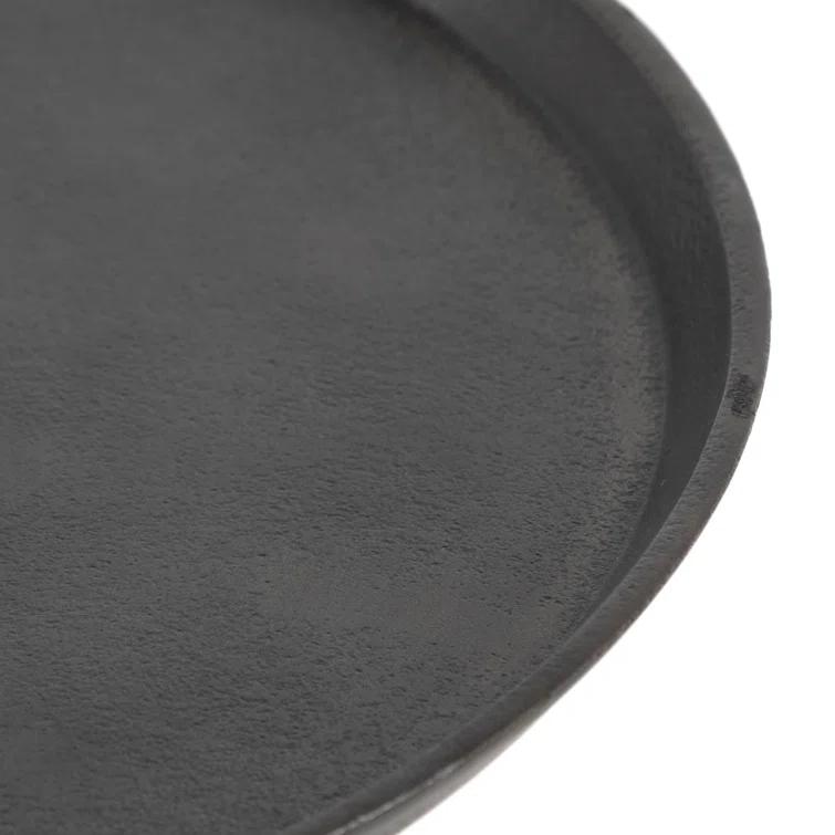 River Gray Marble and Black Aluminum Round Accent Table