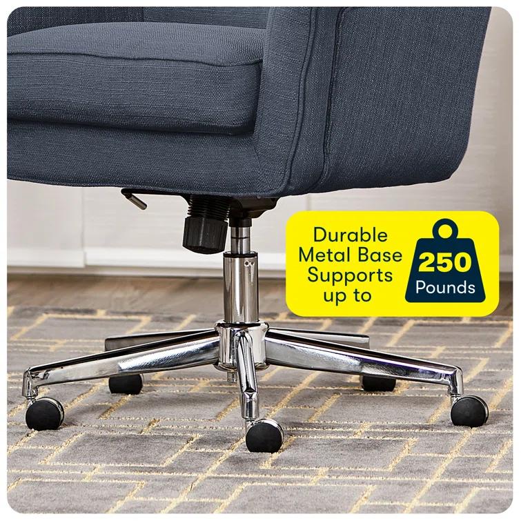 Serta Ashland Modern Office Chair, Mid-Back, Quality Memory Foam Cushion, Metal Base Chrome Finish