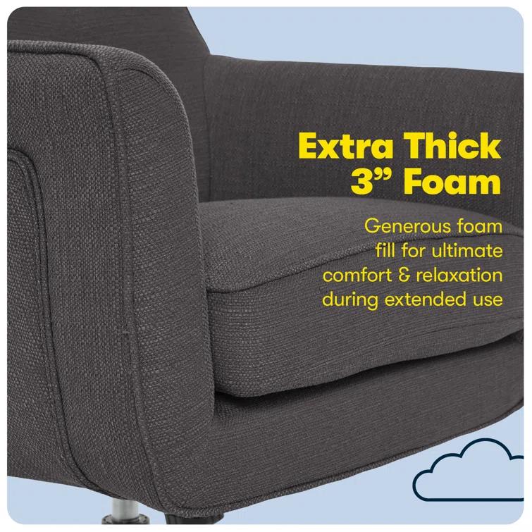 Serta Ashland Modern Office Chair, Mid-Back, Quality Memory Foam Cushion, Metal Base Chrome Finish
