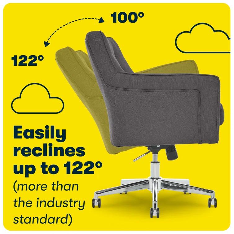 Serta Ashland Modern Office Chair, Mid-Back, Quality Memory Foam Cushion, Metal Base Chrome Finish