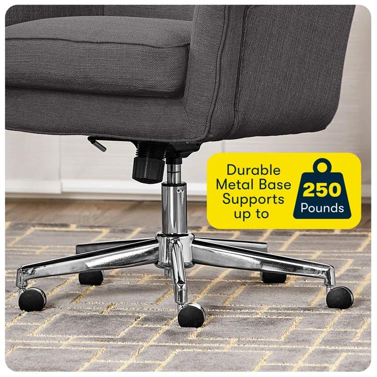 Serta Ashland Modern Office Chair, Mid-Back, Quality Memory Foam Cushion, Metal Base Chrome Finish