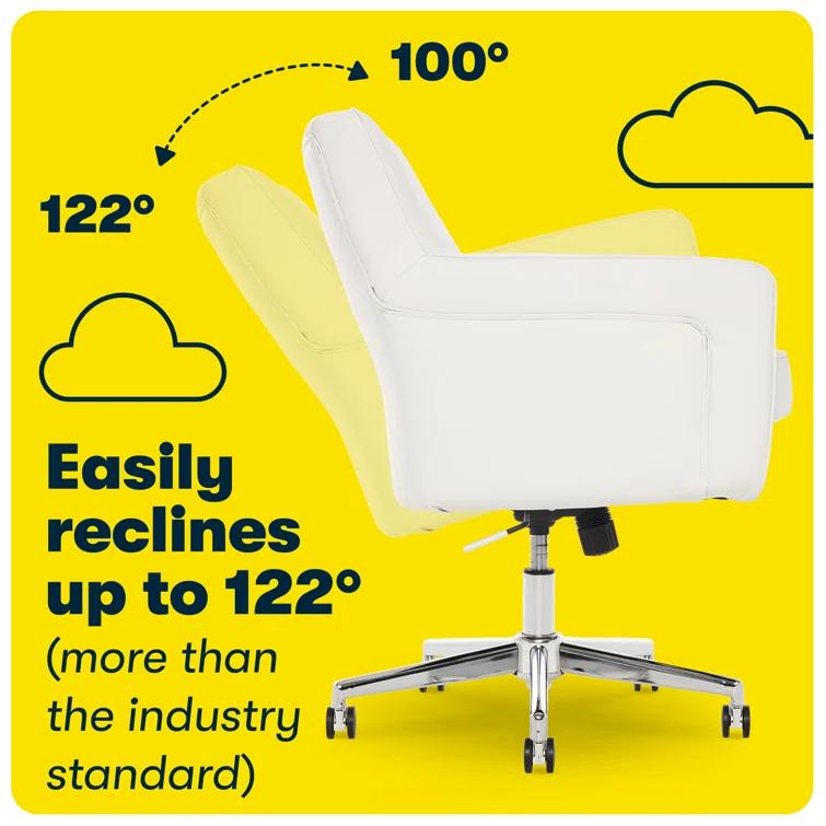 Serta Ashland Modern Office Chair, Mid-Back, Quality Memory Foam Cushion, Metal Base Chrome Finish