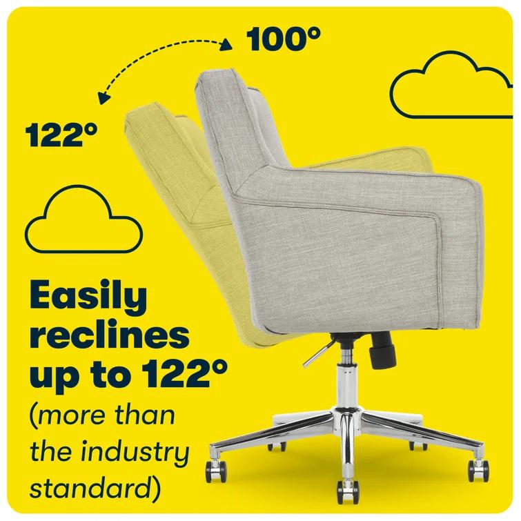 Serta Ashland Modern Office Chair, Mid-Back, Quality Memory Foam Cushion, Metal Base Chrome Finish