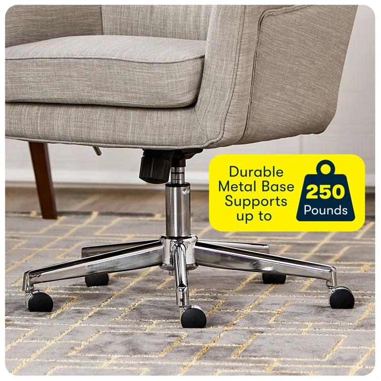 Serta Ashland Modern Office Chair, Mid-Back, Quality Memory Foam Cushion, Metal Base Chrome Finish