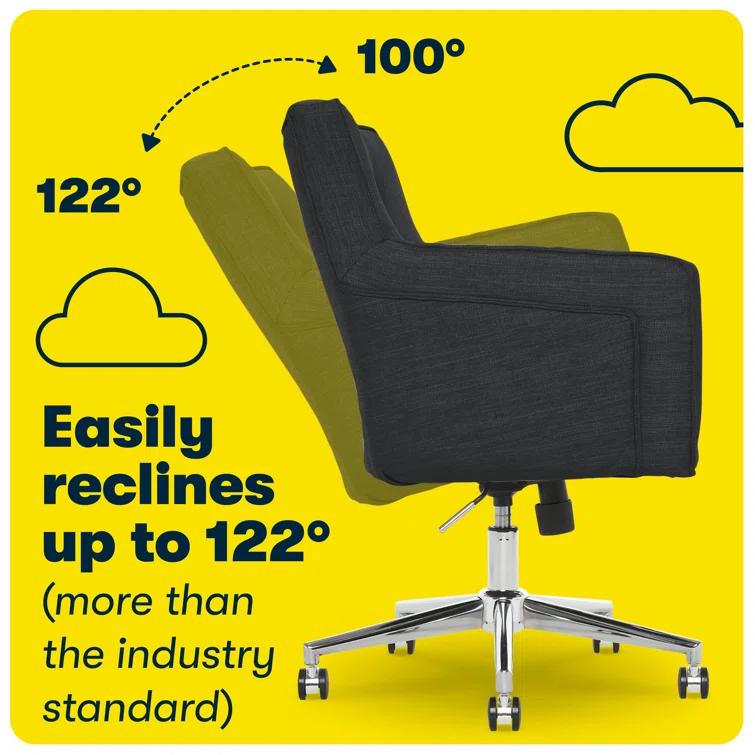 Serta Ashland Modern Office Chair, Mid-Back, Quality Memory Foam Cushion, Metal Base Chrome Finish