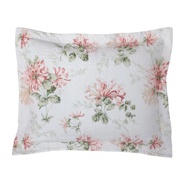 Laura Ashley Laura Ashley Honeysuckle Cotton Reversible Pink Quilt Set