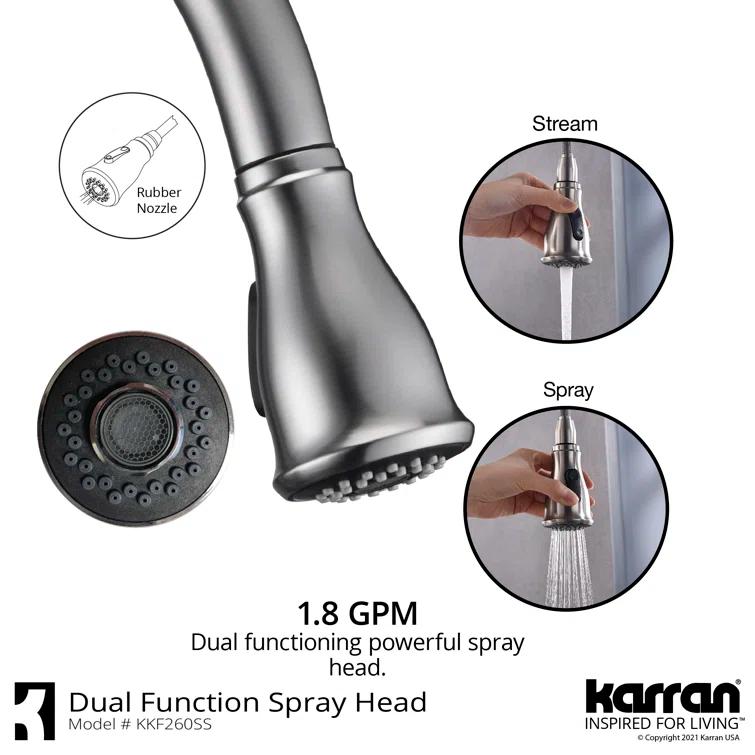Karran Hillwood Single Handle Pull Down Sprayer Kitchen Faucet