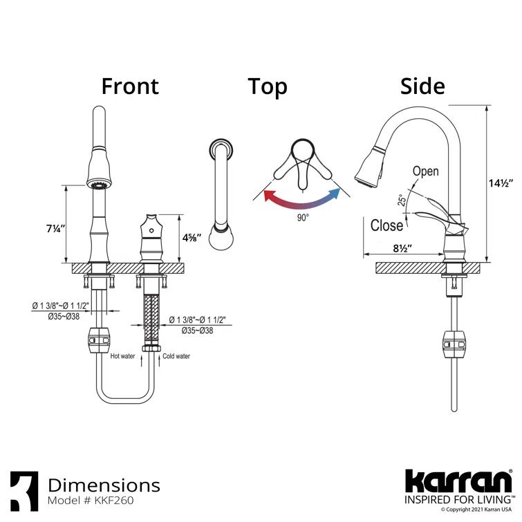 Karran Hillwood Single Handle Pull Down Sprayer Kitchen Faucet