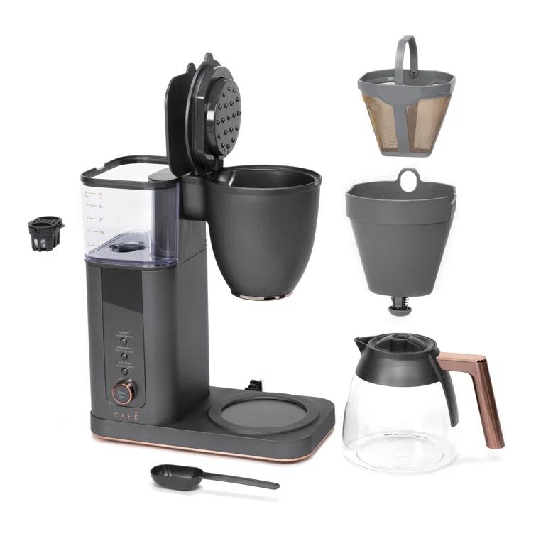 Café ™ Matte Black 10-Cup Drip Coffee Maker with Glass Carafe