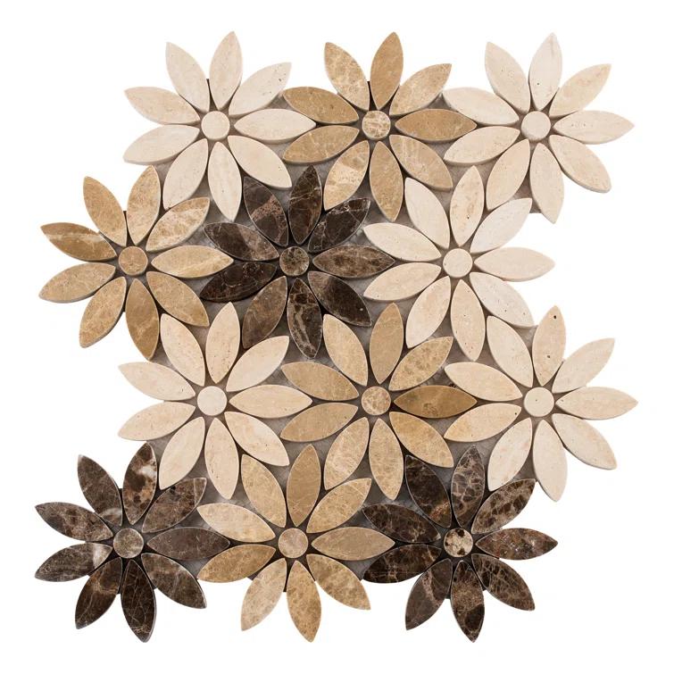 Fresh Novelty Flower Polished Natural Stones Wall & Floor Mosaic Tile