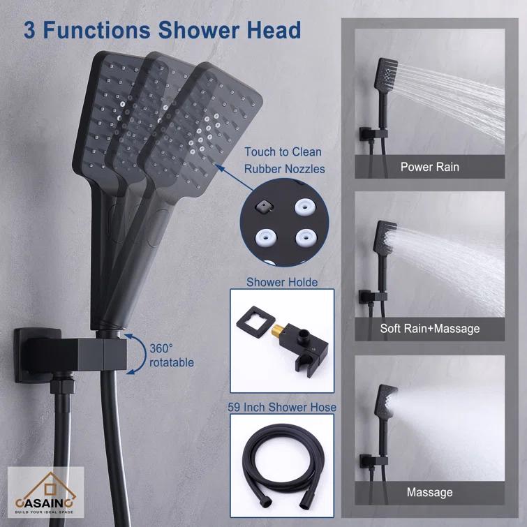 Shower Faucets & Systems All-In-One Kit with Rough in-Valve