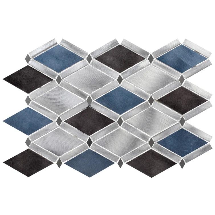 Andova Geom Aluminum Metal Diamond Mosaic Kitchen Backsplash, Bathroom, Shower, Wall and Floor Tile