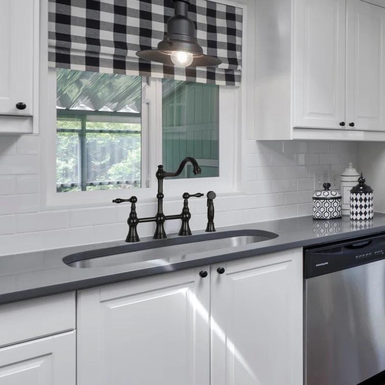 Brass Heritage Bridge Kitchen Faucet with Side Spray 2 Handles