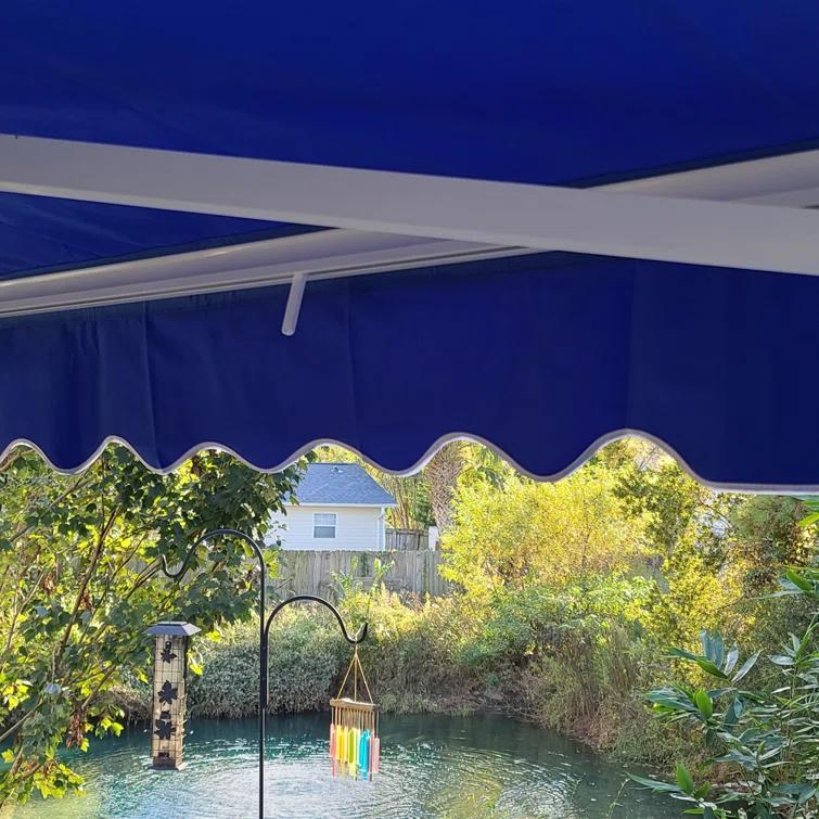 Motorized Retractable White Frame Patio Awning