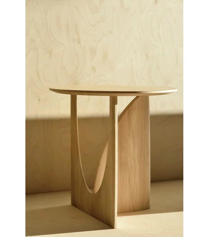 Natural Oak Geometric Round Wood End Table