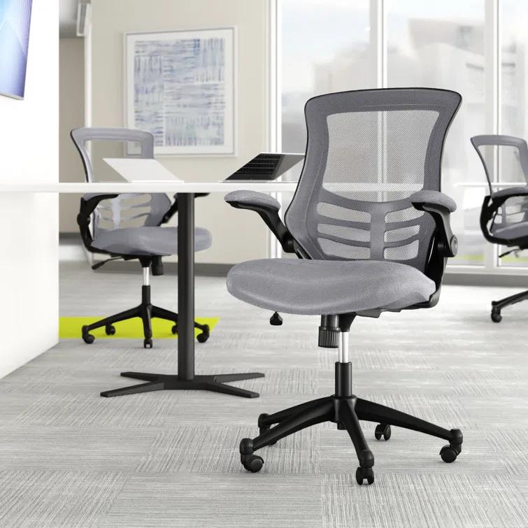 Jayetta Mid-Back Mesh Swivel Ergonomic Office Chair with Flip-Up Arms by Flash Furniture