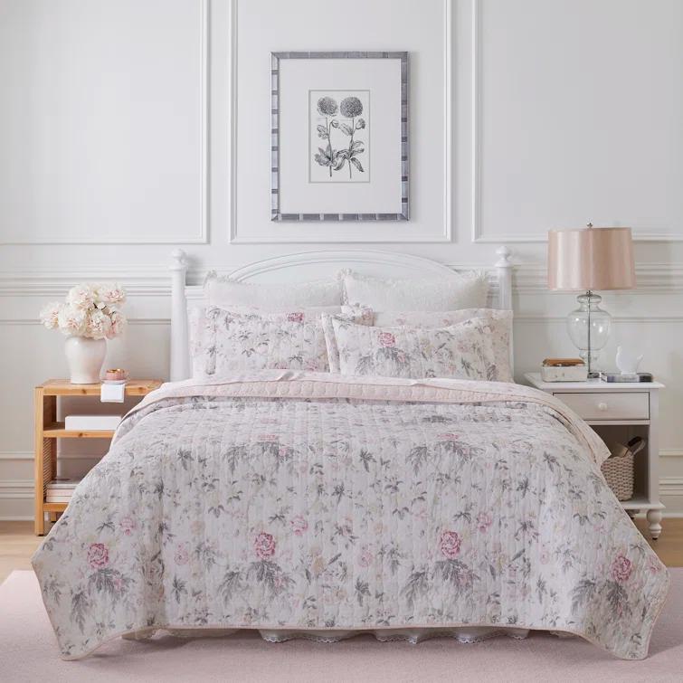 Laura Ashley Laura Ashley Breezy Floral Cotton Reversible Quilt Set