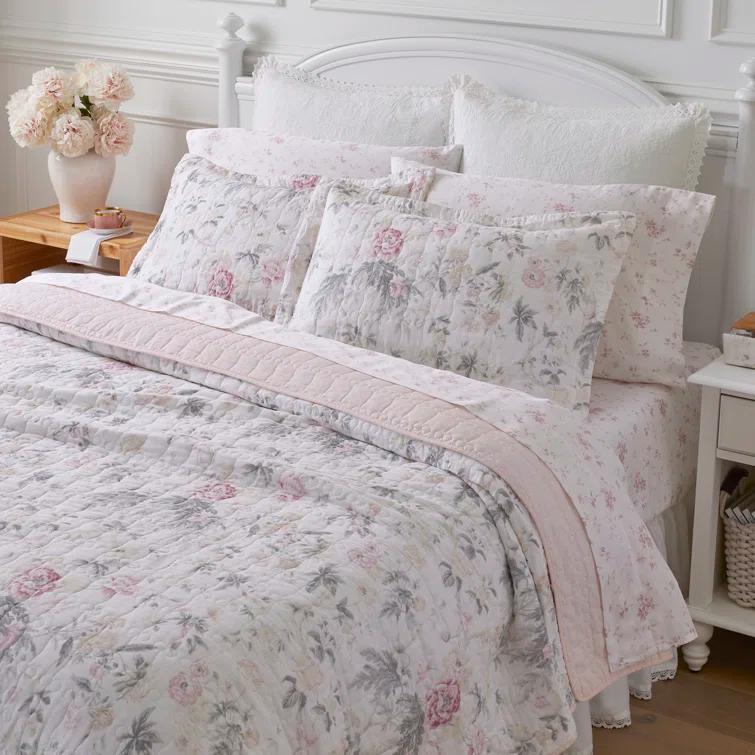 Laura Ashley Laura Ashley Breezy Floral Cotton Reversible Quilt Set