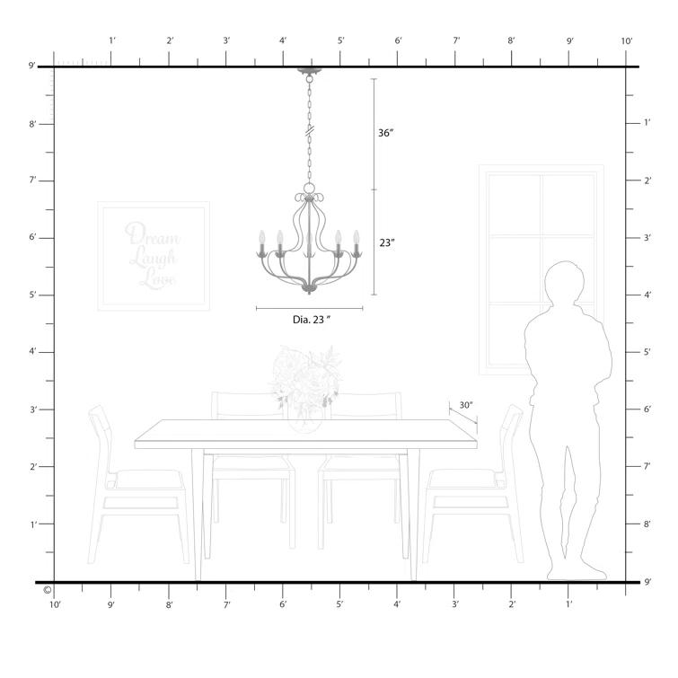 Mallory 5 - Light Dimmable Chandelier