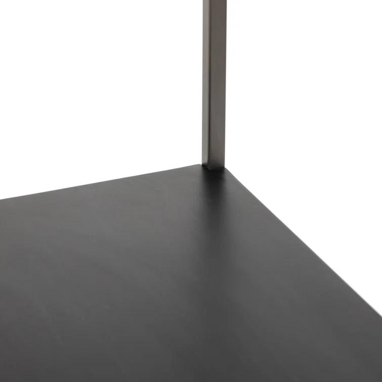 Contemporary Black Wash Poplar Bookshelf with Leather Pulls