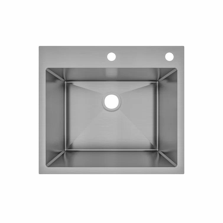 Sinber 25" x 22" Drop In Single Bowl Kitchen Sink with 18 Gauge 304 Stainless Steel Satin Finish