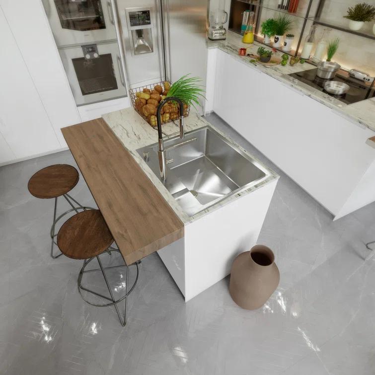 Sinber 25" x 22" Drop In Single Bowl Kitchen Sink with 18 Gauge 304 Stainless Steel Satin Finish