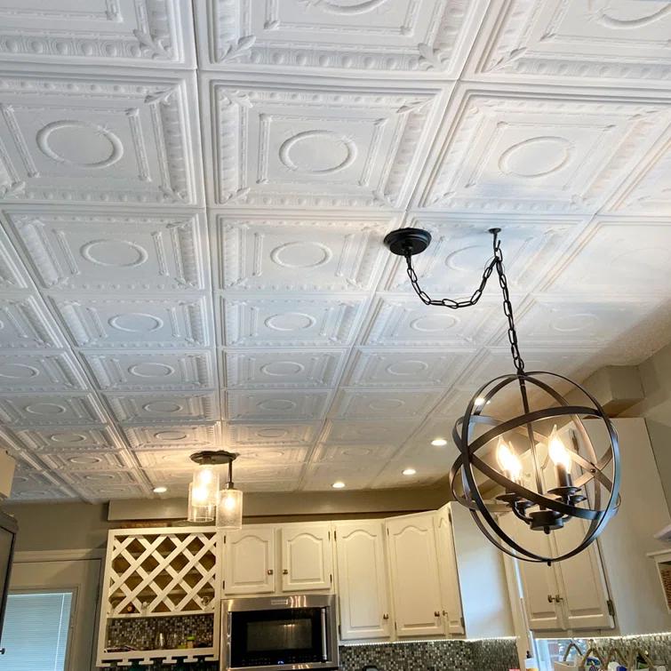 Romanesque Wreath 1.6 ft. x 1.6 ft. Polystyrene Glue-up Ceiling Tile
