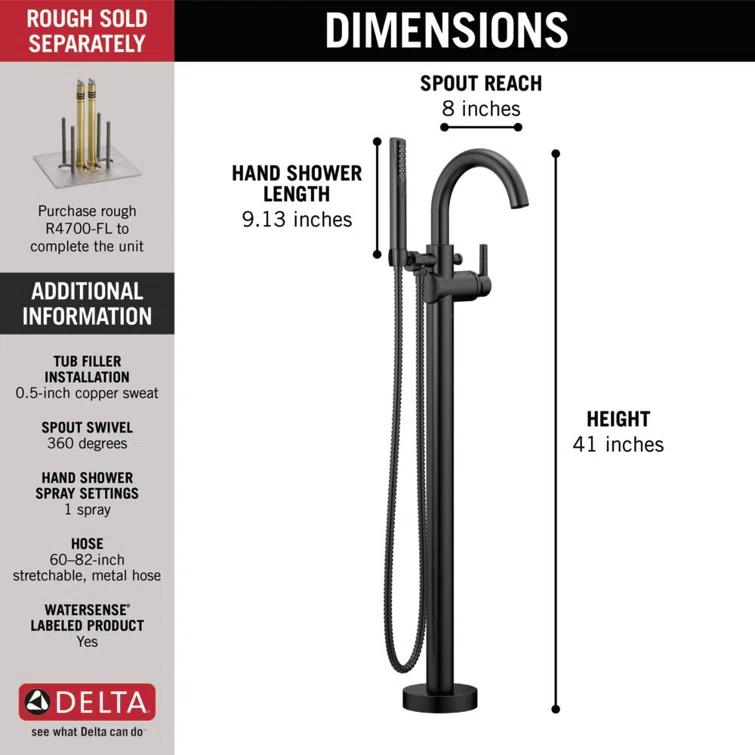 Trinsic Single Handle Floor Mounted Freestanding Tub Filler