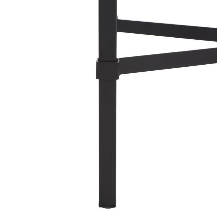 SAFAVIEH Couture Viggo Glam Glass Top Metal Side Table, Black