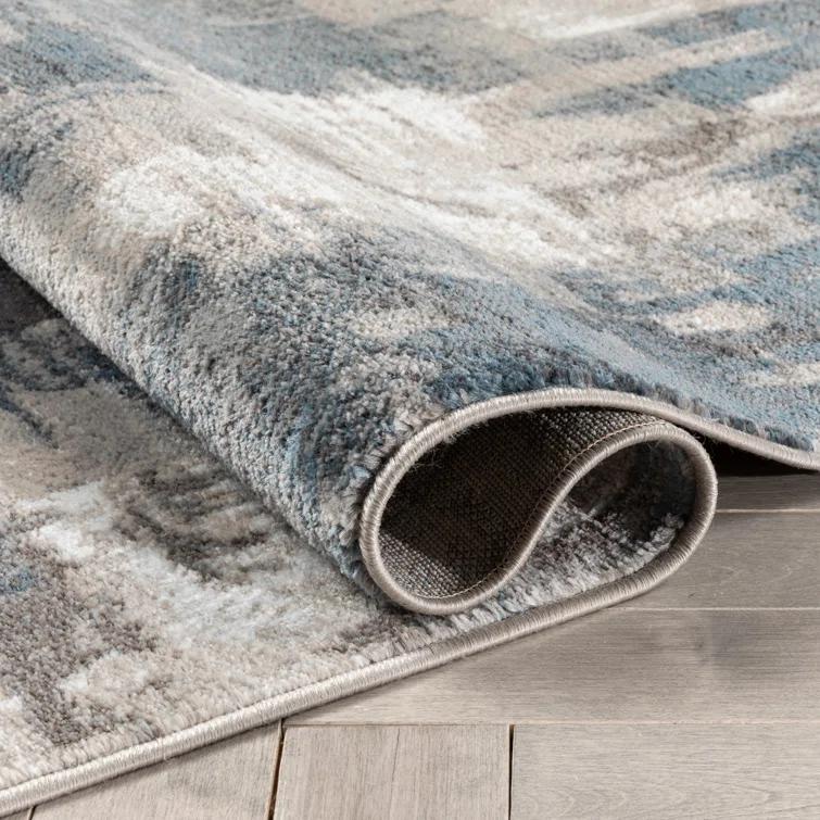 Verity Lilith Modern Abstract Grey Blue Rug