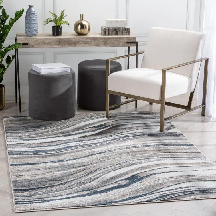 Chimene Stella Modern Abstract Striped Gray Rug