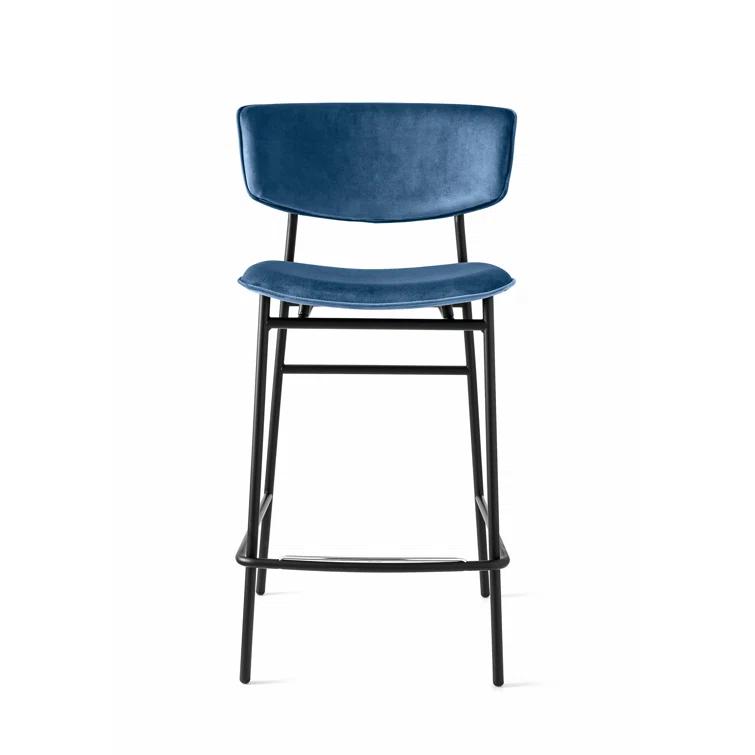 Fifties Upholstered Stool with Metal Frame