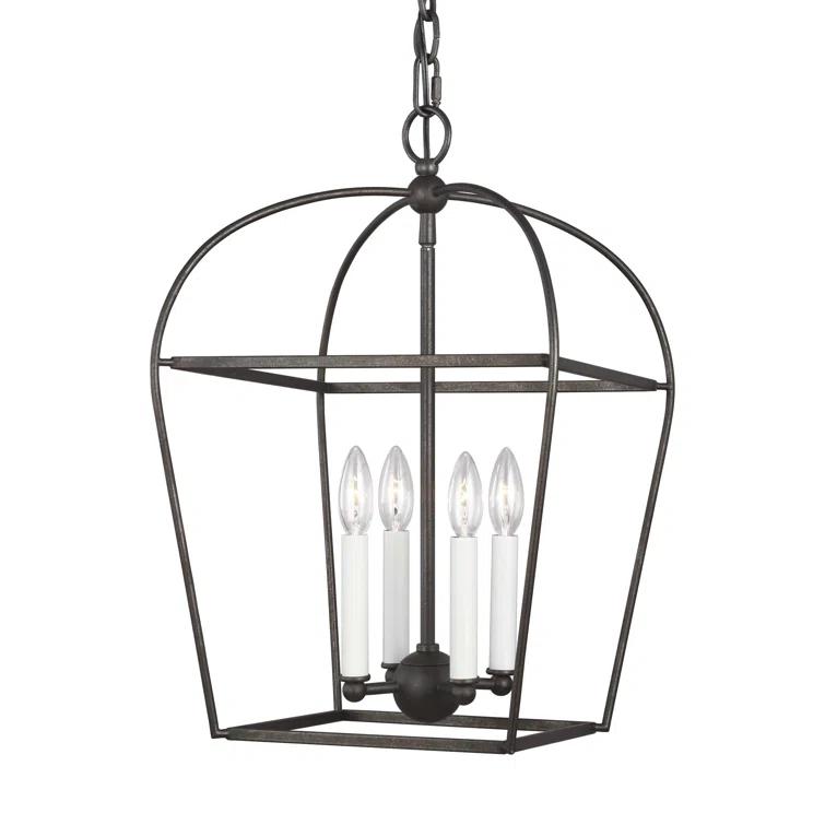 Antique Gild Mini Cage 4-Light Geometric Chandelier