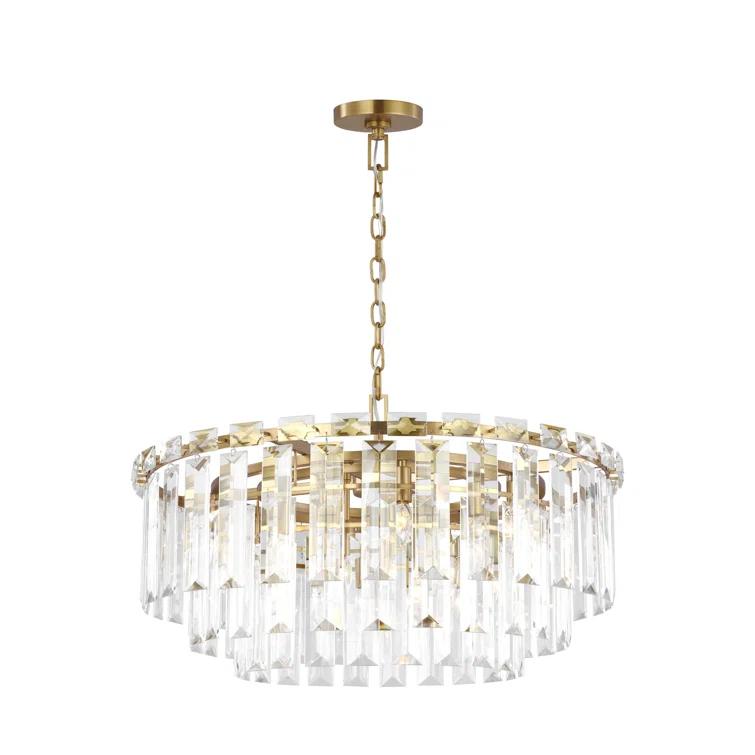 Elegant Burnished Brass and Crystal 16-Light Chandelier