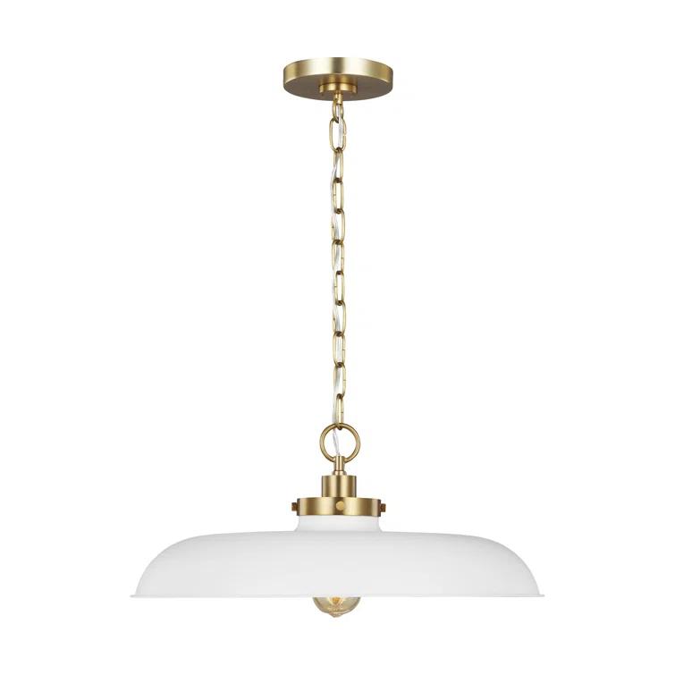 Nuvo Lighting Colony 1 Light Small Pendant Matte White with Burnished Brass
