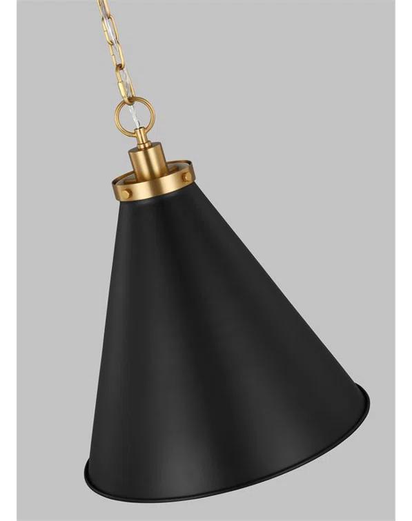 Midnight Black and Brass Cone Pendant Light