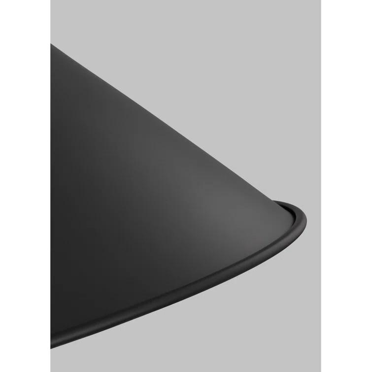 Midnight Black and Polished Nickel Cone Pendant Light