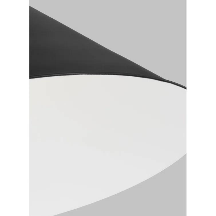 Midnight Black and Polished Nickel Cone Pendant Light