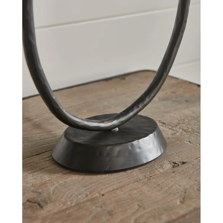 Aged Iron Adjustable Table Lamp with White Linen Shade