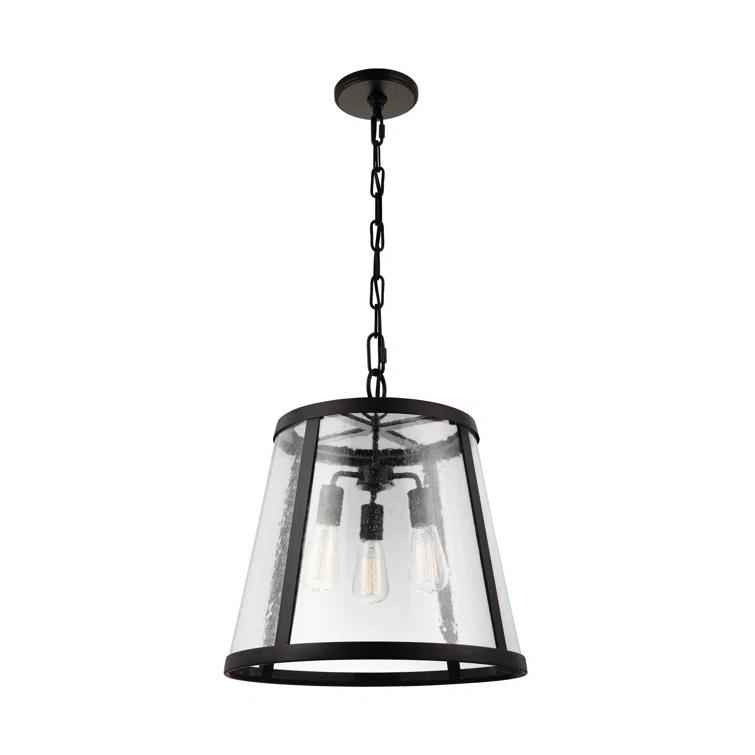 Elegant Harrow 3-Light Oil Rubbed Bronze Pendant with Clear Seeded Glass
