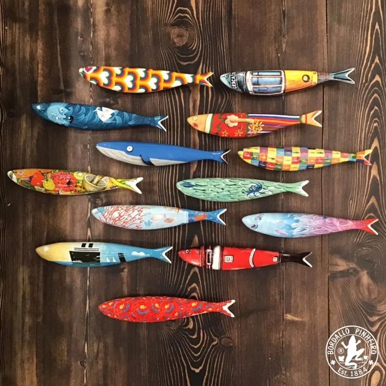 Colorful Ceramic Sardine Wall Mounted Figurine by Sandra Sofia Santos