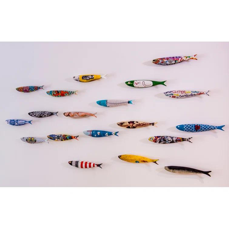 Colorful Ceramic Sardine Wall Mounted Figurine by Sandra Sofia Santos