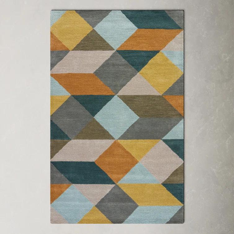 Eton Hand Tufted Wool Yellow/Gray/Orange Rug