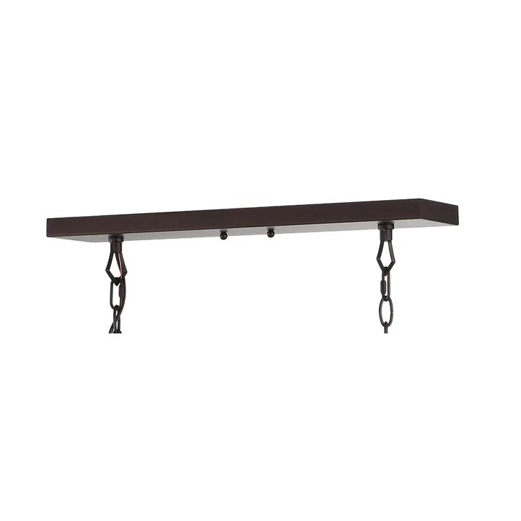 Pagoda 49" Linear 6-Bulb Lantern Metal LED Pendant, Oil Rubbed Bronze