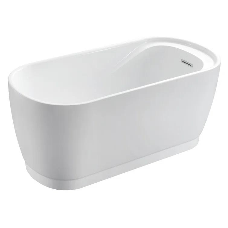 Kingston Brass Aqua Eden 51-Inch Acrylic Oval Double Ended Freestanding Tub with Drain and Integrated Seat