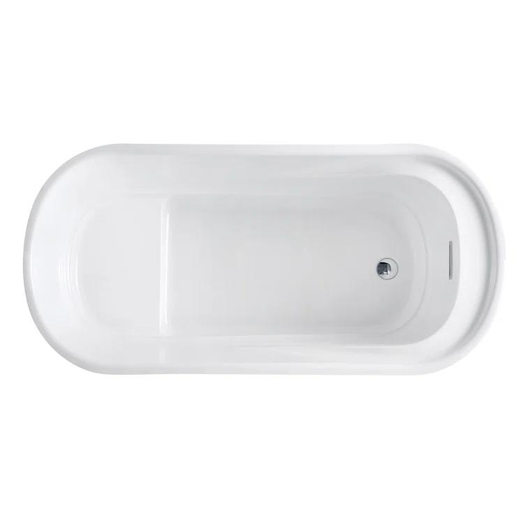 Kingston Brass Aqua Eden 51-Inch Acrylic Oval Double Ended Freestanding Tub with Drain and Integrated Seat