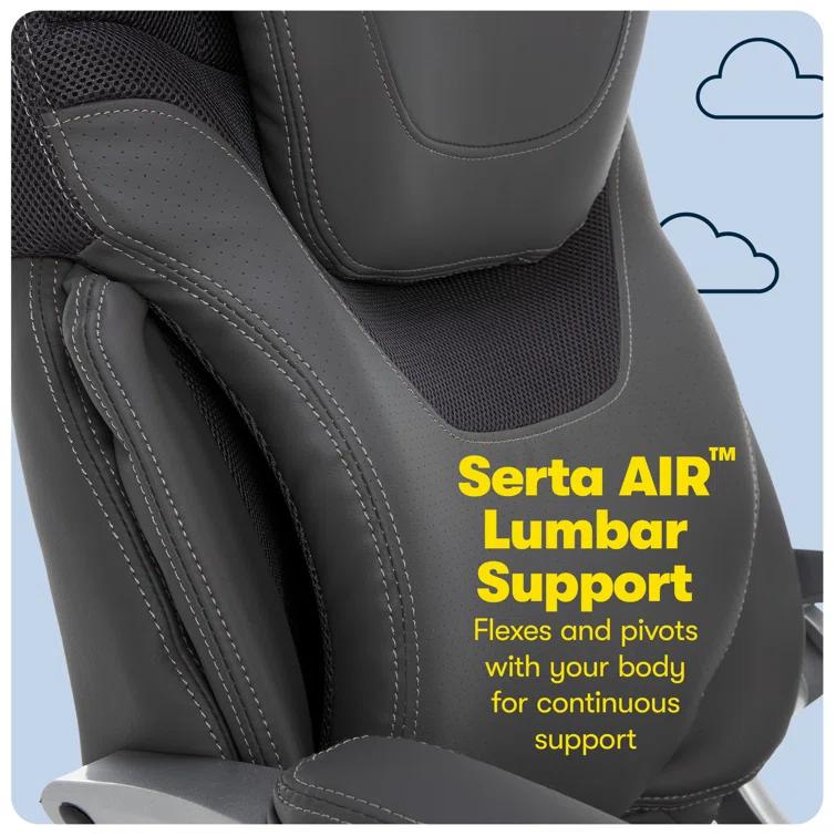 Serta Bryce Executive Office Chair with Patented AIR Lumbar Technology and Layered Body Pillows