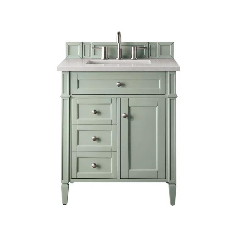 Sage Green Plywood Transitional Single Vanity with Backsplash