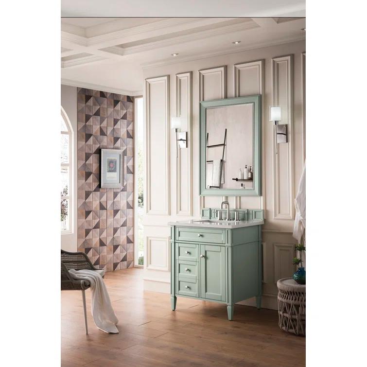 Sage Green Plywood Transitional Single Vanity with Backsplash